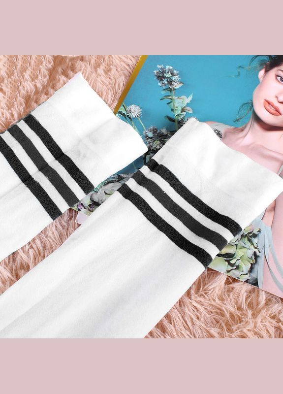 Гольфи капронові до колін зі смужками білі One Size No Brand (315401574)