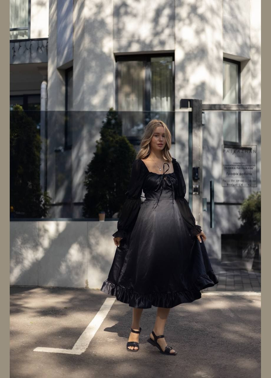 Черное праздничный платье No Brand с цветочным принтом