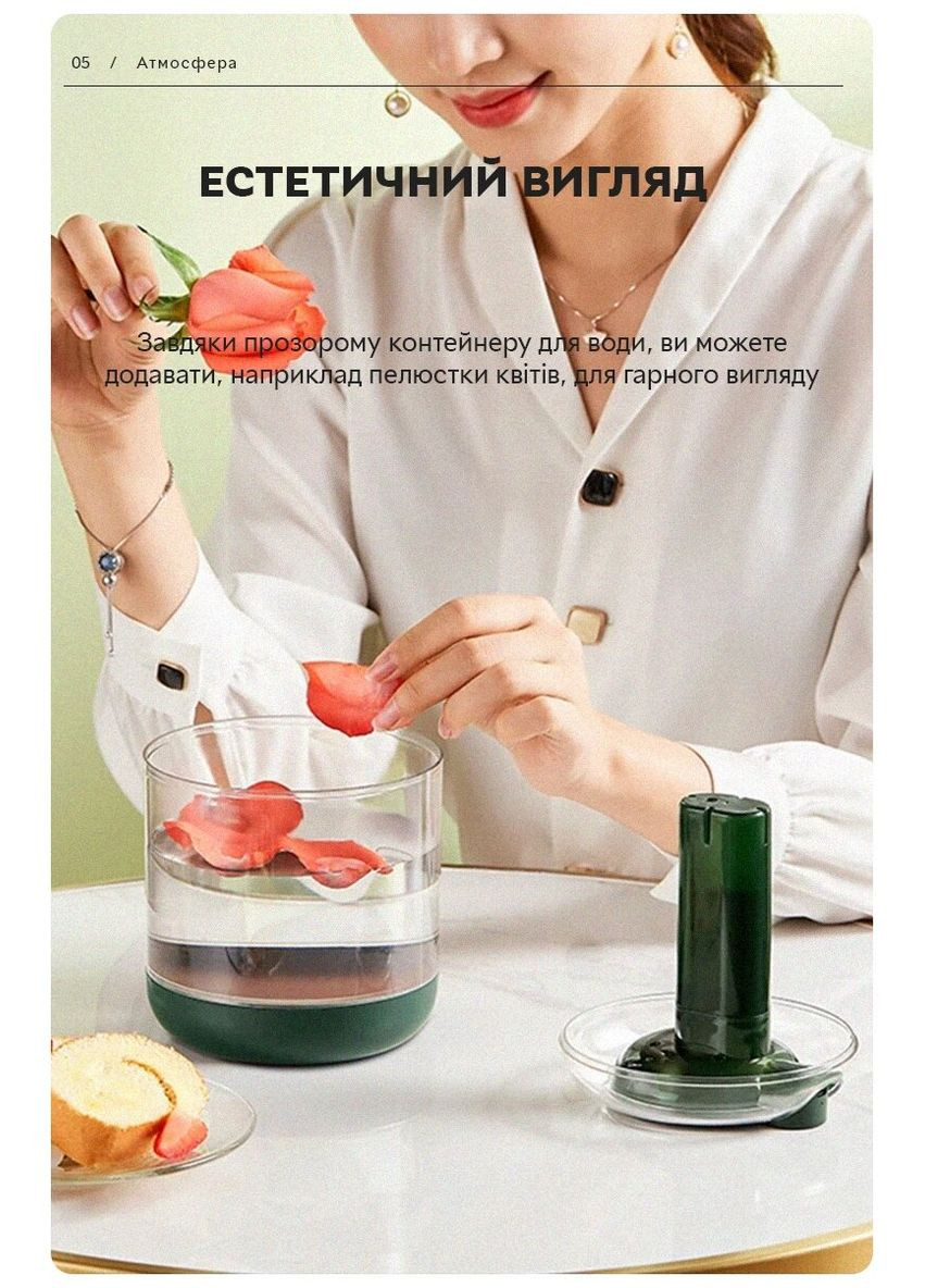 Зволожувач повітря портативний KC-019 1L акумулятор 2000mAh, White аромадифузор електричний Kinscoter (322208674)