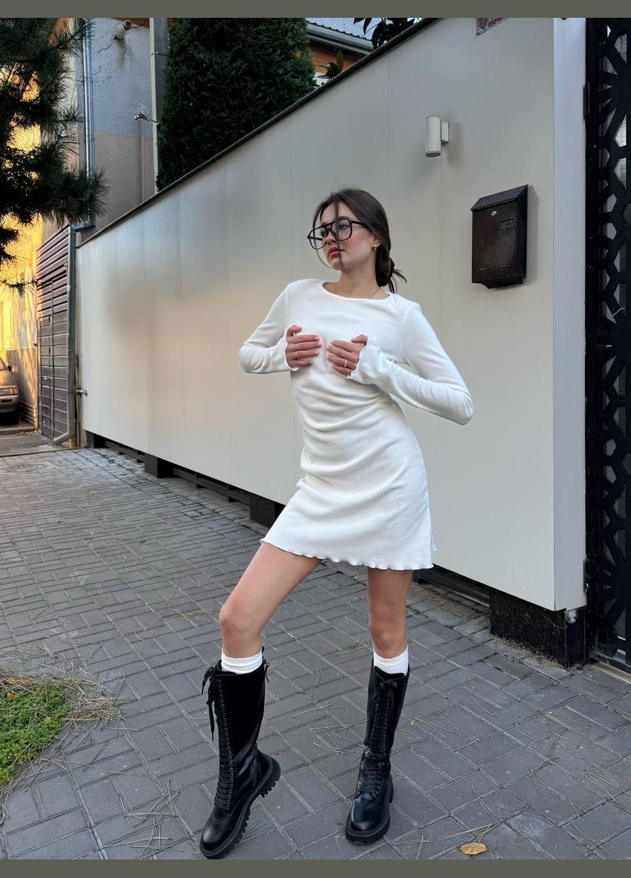 Білий сукня міні в рубчик Fashion