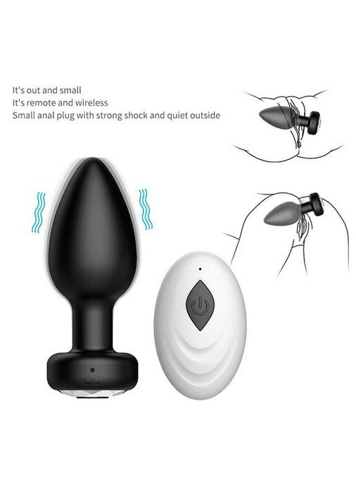 Анальная пробка Equinox USB с Д/У - Черный - 9*3,5 см. - Анальные игрушки. Magic Motion (335863109)