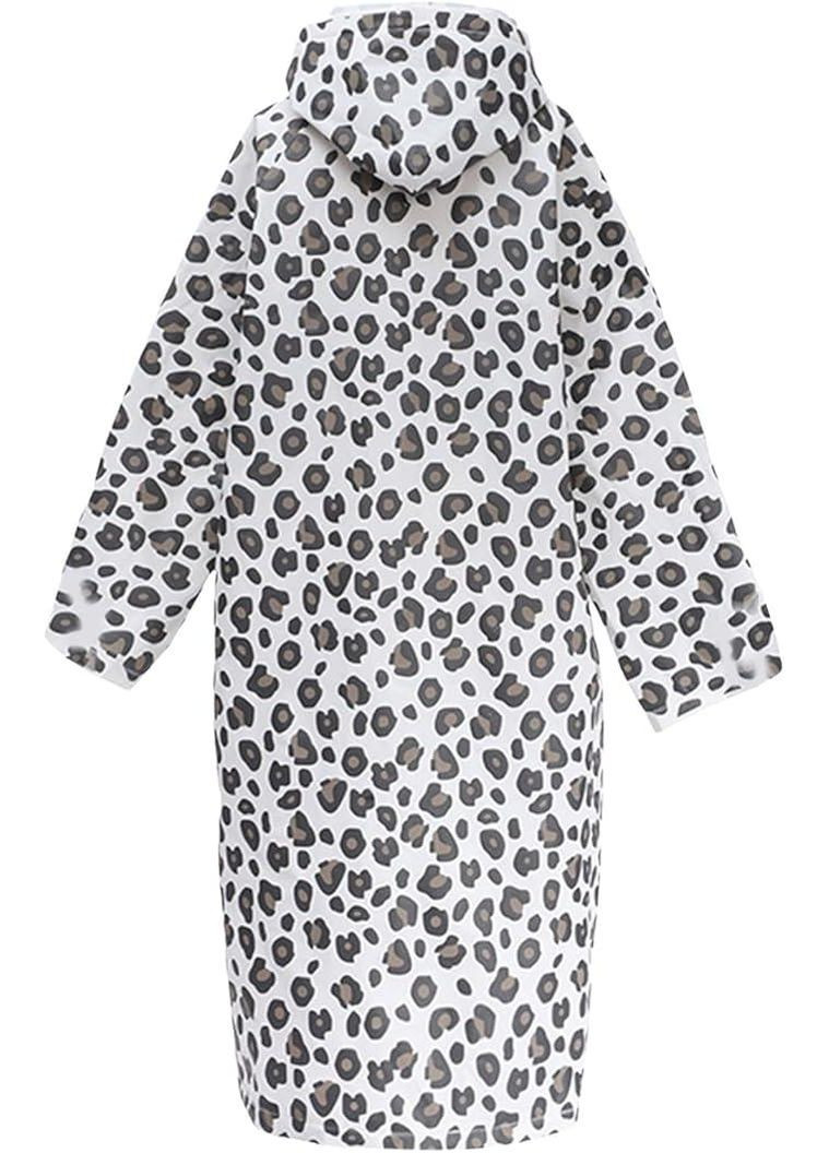 Многоразовый дождевик XS-5XL (44-58) принт "Леопардовый" на кнопках с капюшоном, размер универсальный Eva (363192866)