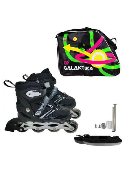 Ролики, размер M(35-38) свет, раздвижные, ABEC-7; Черные MIC (361415247)