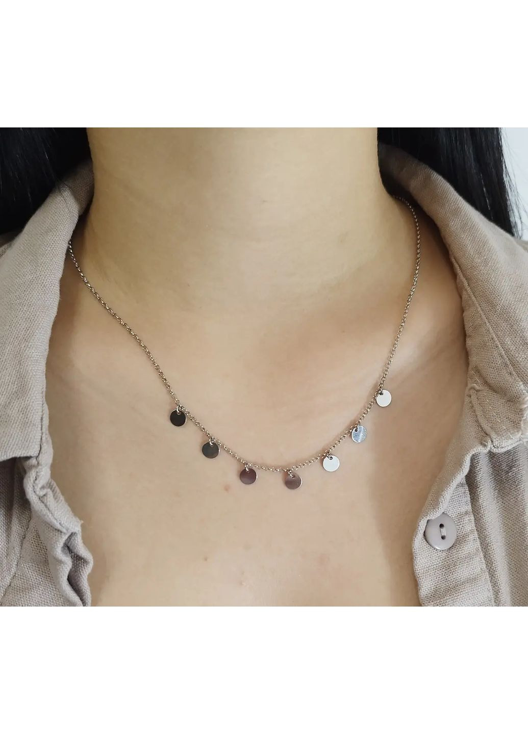 Срібне кольє "Монетки" CL22039-м3 Shatlen Кольє (361971090)