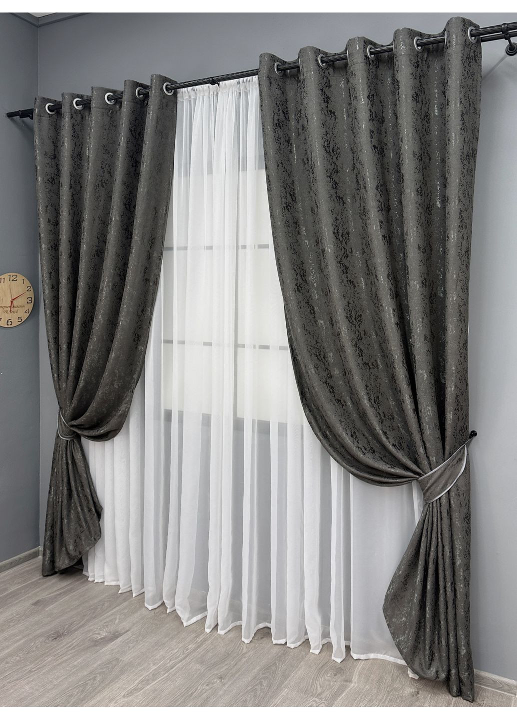 Комплект штор на люверсах Лен мрамор Pavliani № 1667ш 150х250 см 2 шт (37-0170) VR-Textil (317461218)