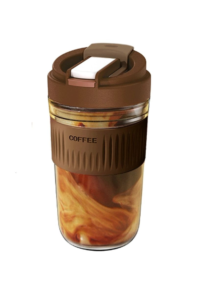 Кружка-стакан с крышкой, силиконовой трубочкой Кофейный цвет 550мл No Brand 5791 (314497212)