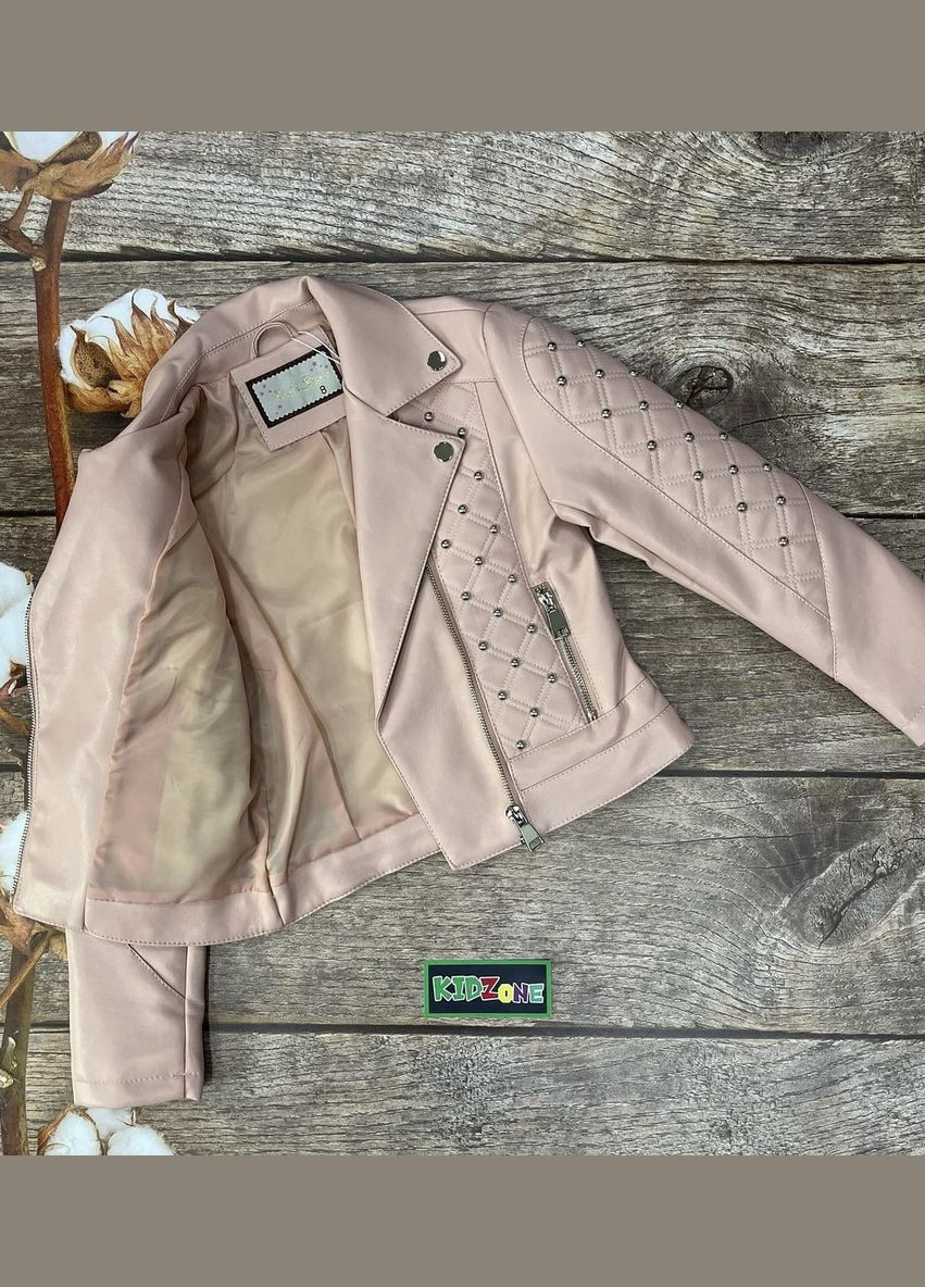 Пудровая демисезонная куртка кожанная Kids Star