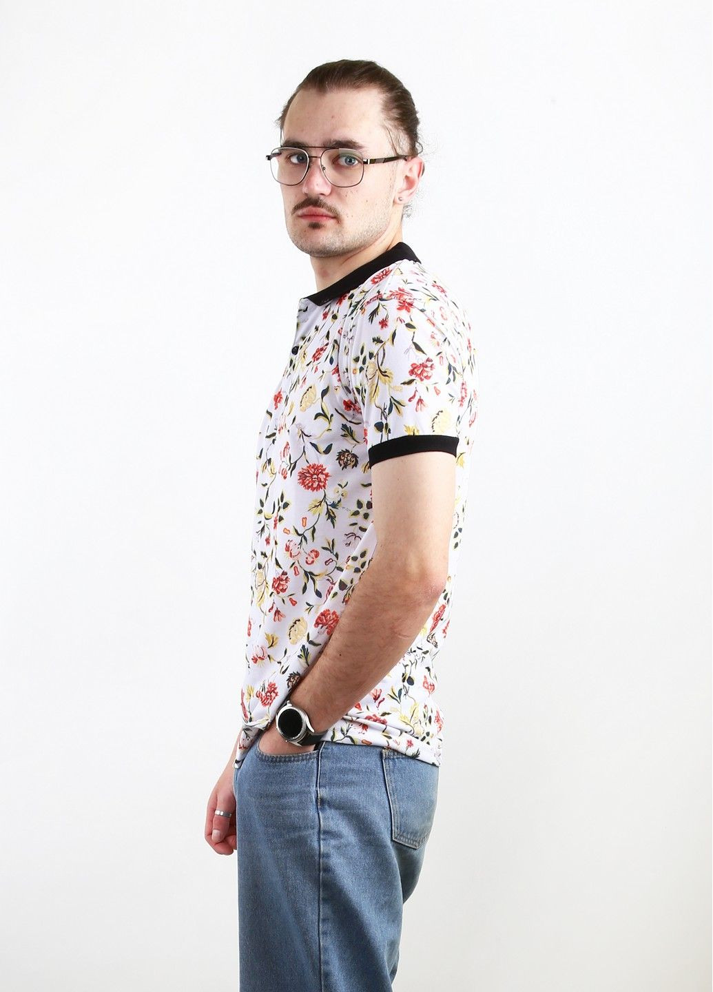 Цветная футболка-поло для мужчин Mtp с цветочным принтом