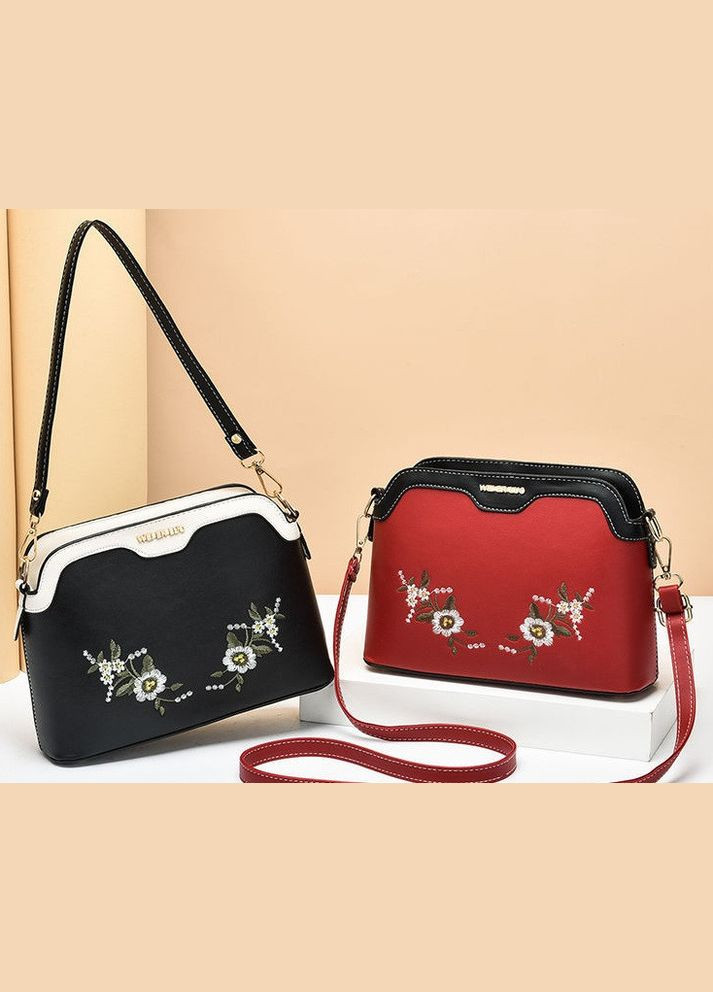 Жіноча міні сумочка клатч із вишивкою квітковий принт чорна (sku_1018) No Brand (330575779)