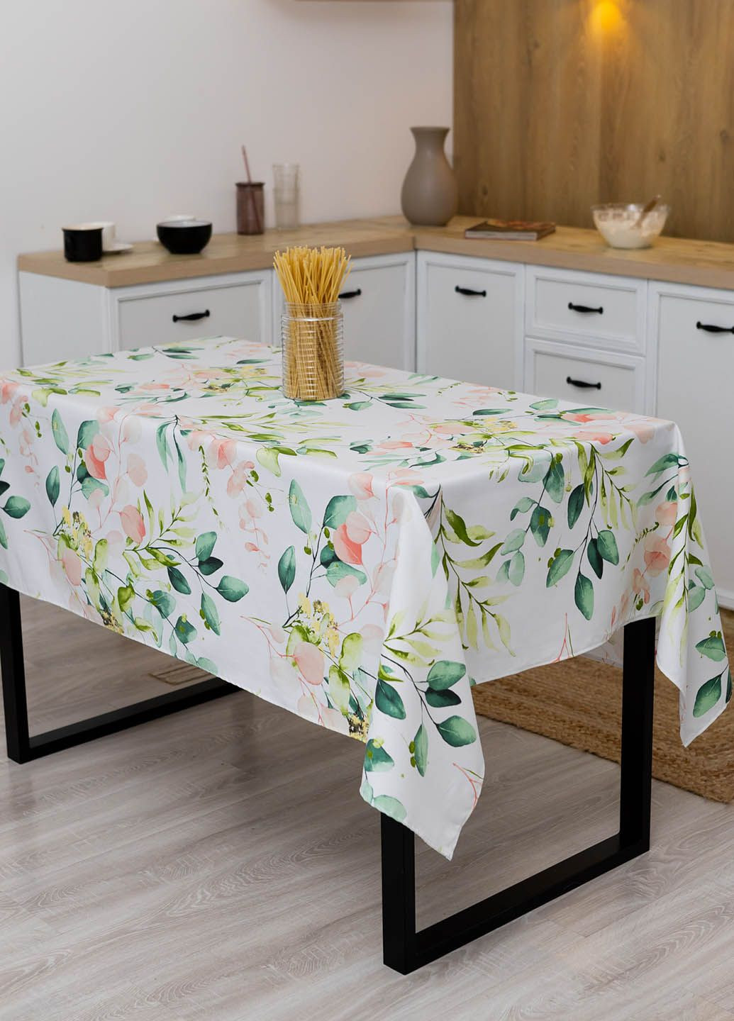 Скатерть с тефлоновым покрытием "Листочки зеленые" 2.2м х 1.8м Homedec - (318747136)