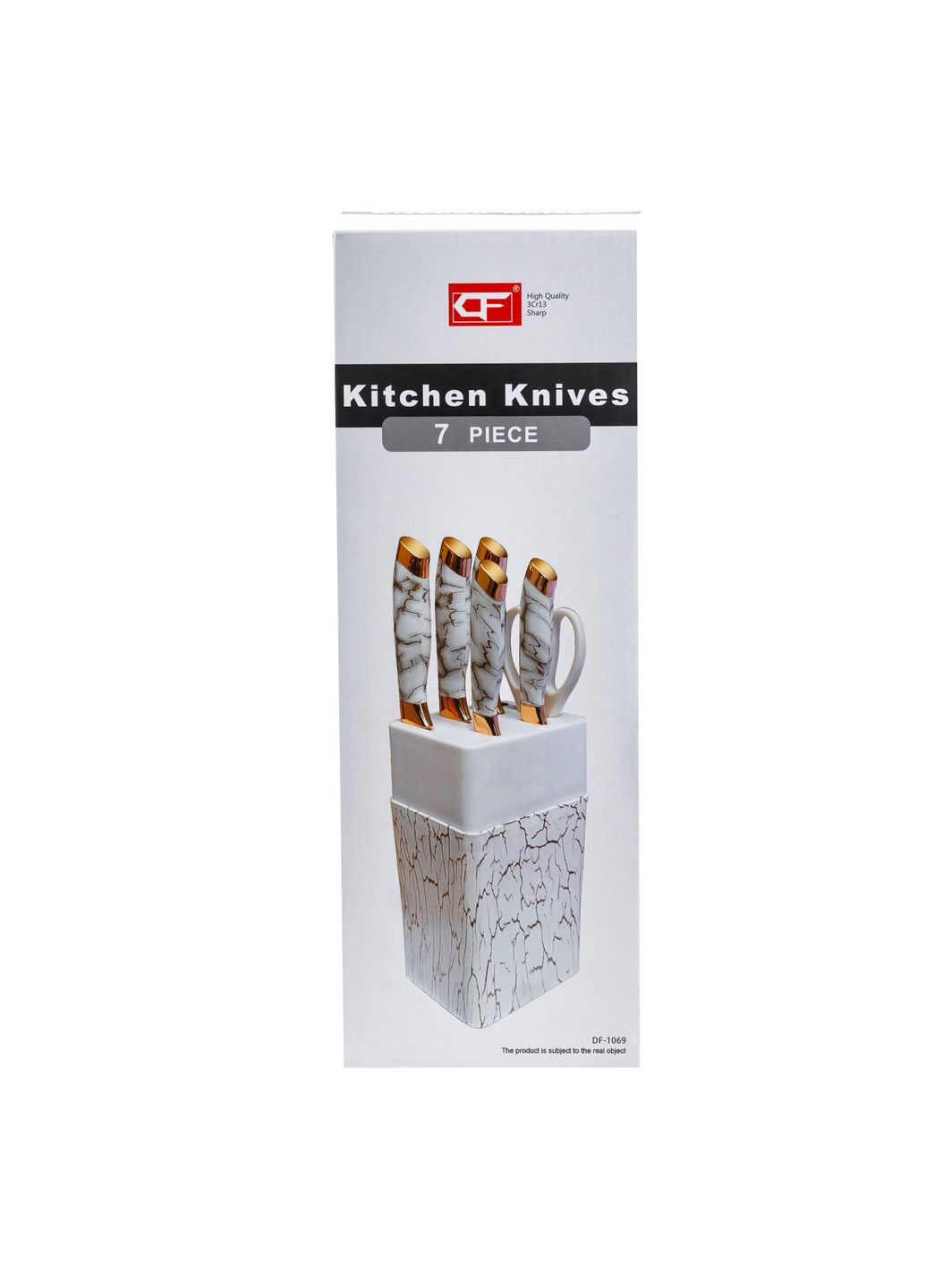 Набор кухонных ножей 5 штук + ножницы на подставке Белый No Brand HP27478W комбинированные,