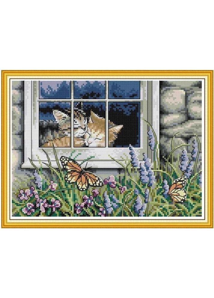 Набір для вишивання за нанесеною на канву схемою "Feline Love". AIDA 14CT printed 30*21 см Joy Sunday (313613340)