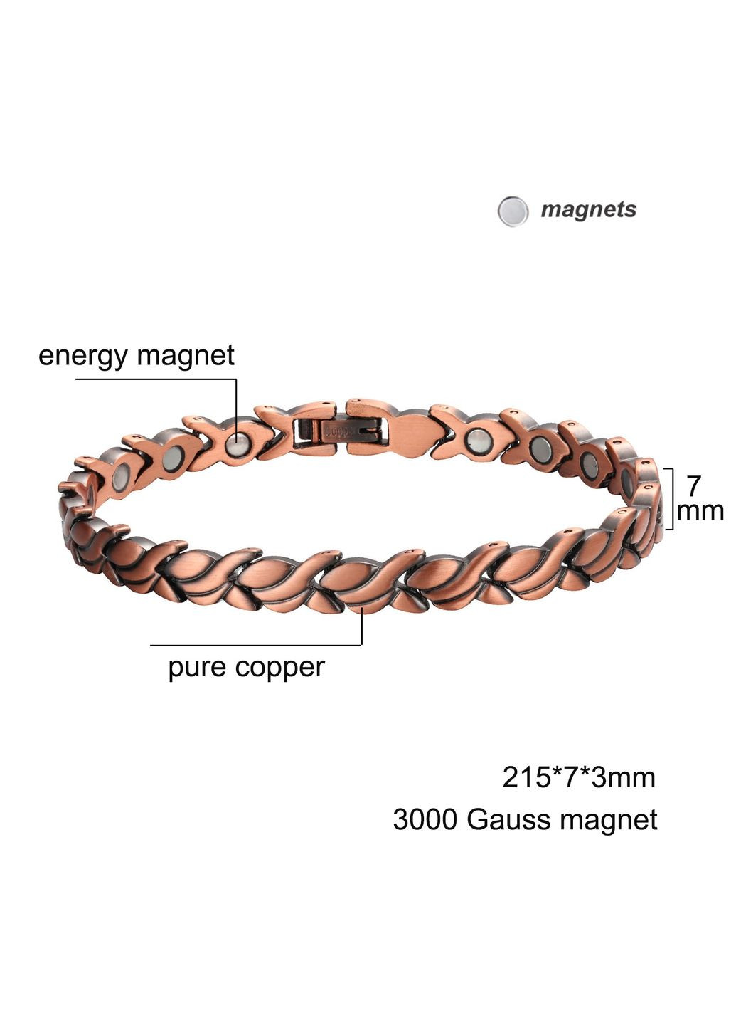 Браслет жіночий мідний магнітний на руку Cooper С-12 (327880711)