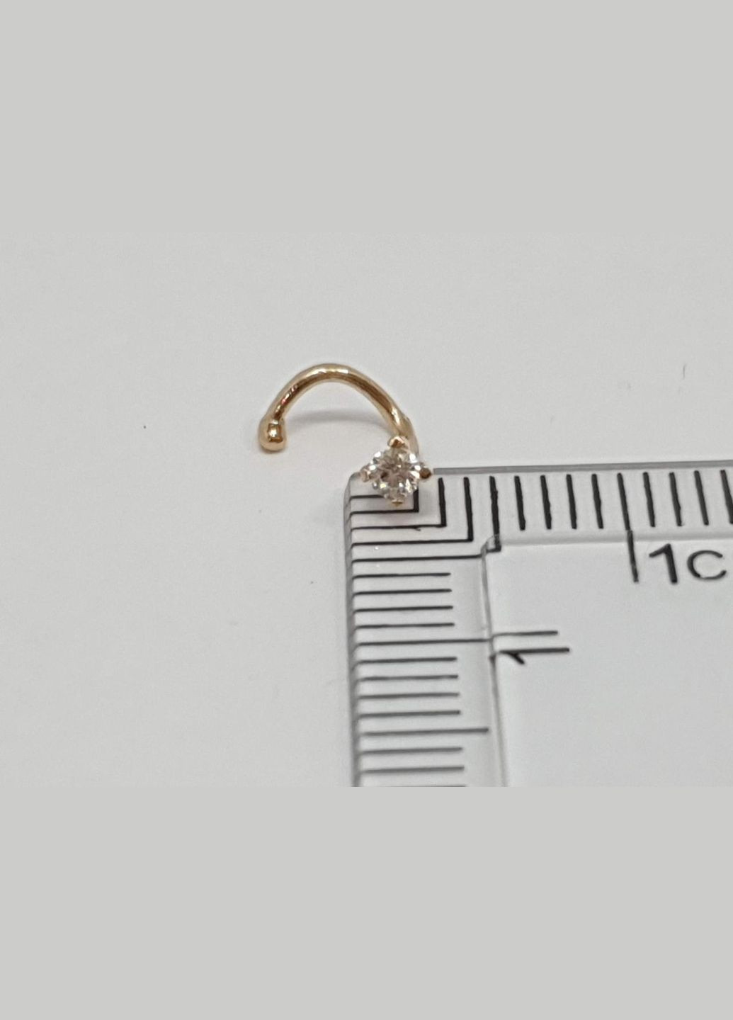 Золота сережка-пірсинг в ніс з фіанітом. 311130 FAVORITUM (271683403)