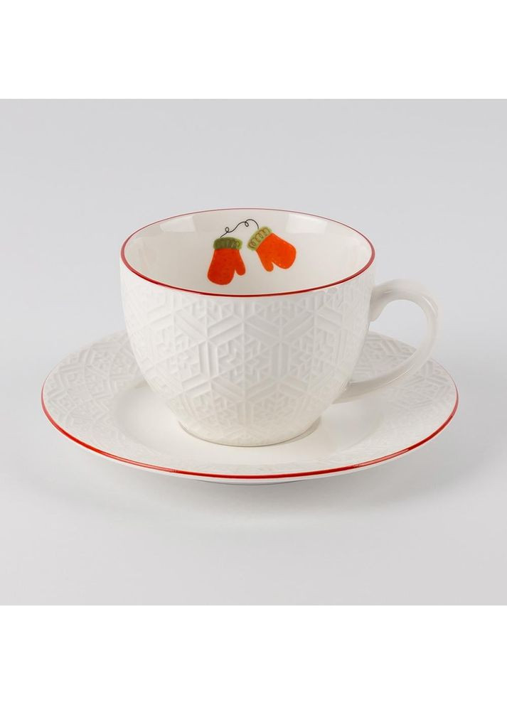 Кружка з блюдцем Теплі рукавички, 230 мл 2 шт ELISEY (369653435)