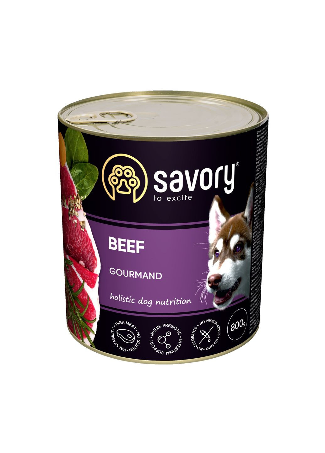 Вологий корм для дорослих собак з яловичиною 800 г (4820232630440) Savory (364787184)