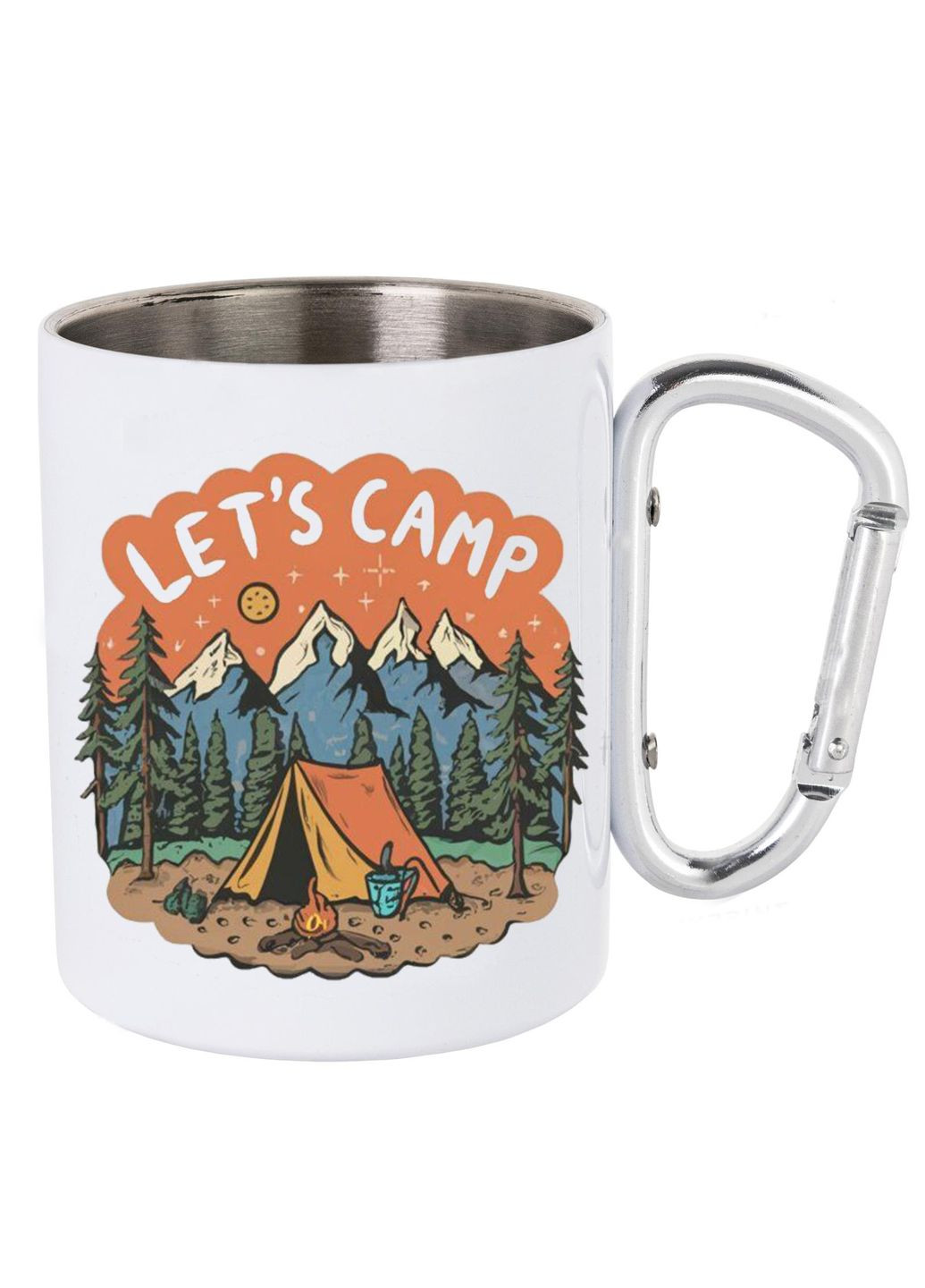 Кружка металева з карабіном (silver) туристична 300 мл #0010 біла No Brand (316121056)