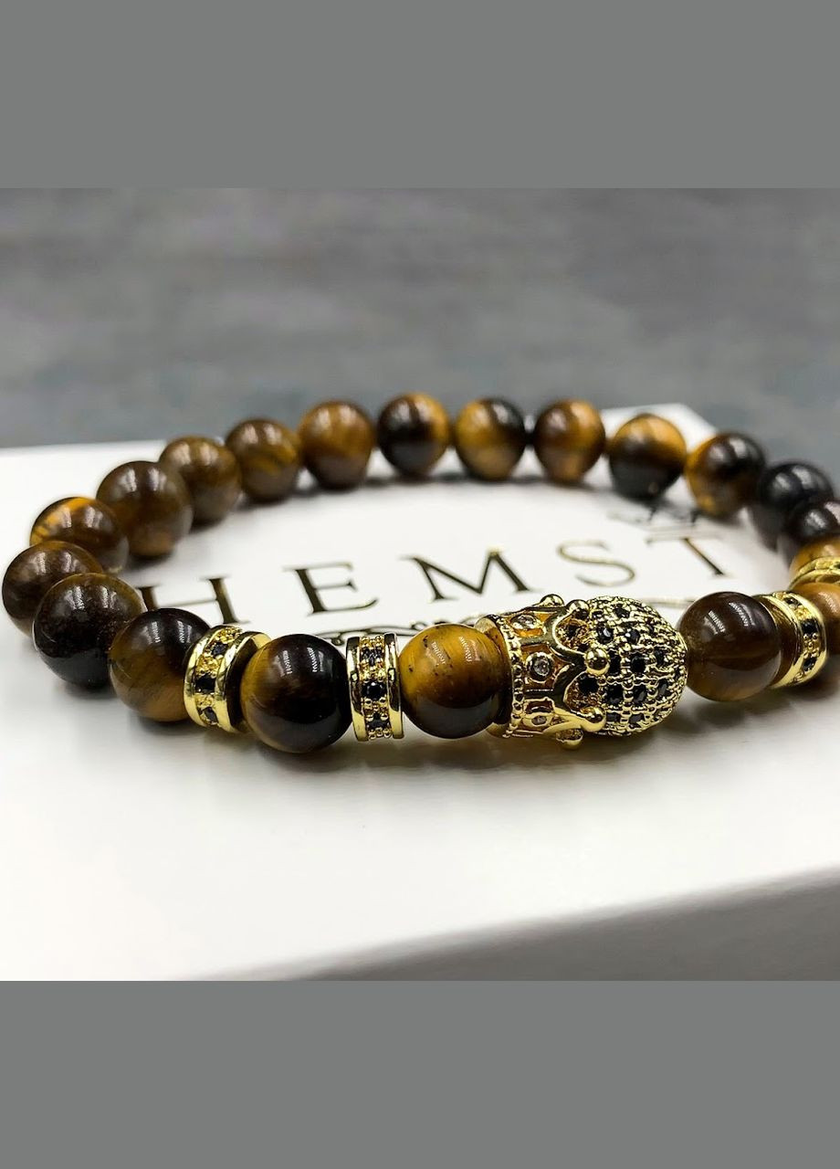 Браслет из тигрового глаза с короной и шаром золотого цвета (90075) Hemst (301071420)