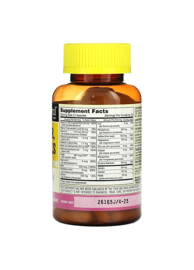 Витамины и минералы Body Hair Skin and Nails, 60 капсул Mason Natural (322208865)