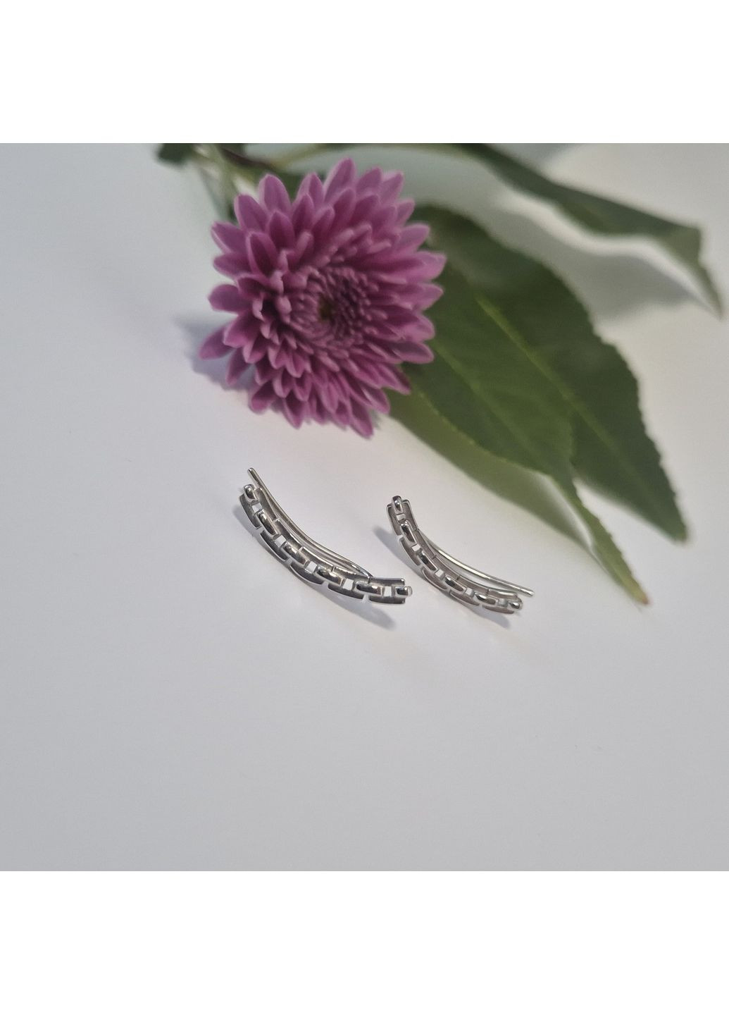 Срібні сережки каффи без каменів Ланцюжки срібло 925 проби Родоване вс226р 1.75г Nobrand (364653492)