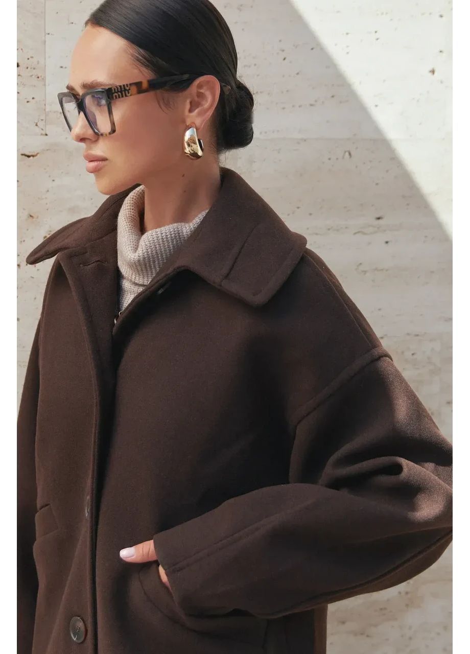 Коричневе демісезонне Жіноче пальто шоколадного кольору Seventeen