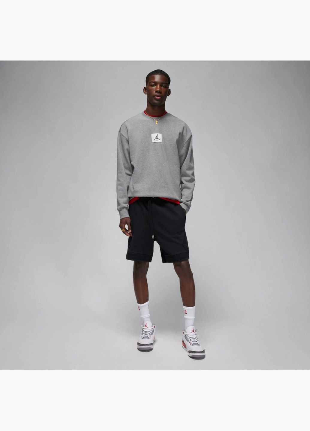 Світшот чоловічий Ess Stmt Flc Crew Grey FB6932-091 Air Jordan (326784086)