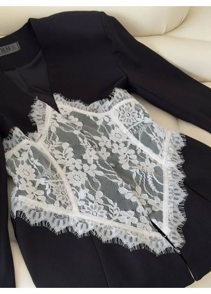 Піджак жіночий з ажурним мереживом, з білим гіпюром, р. (арт. BT3016) No Brand (368672276)