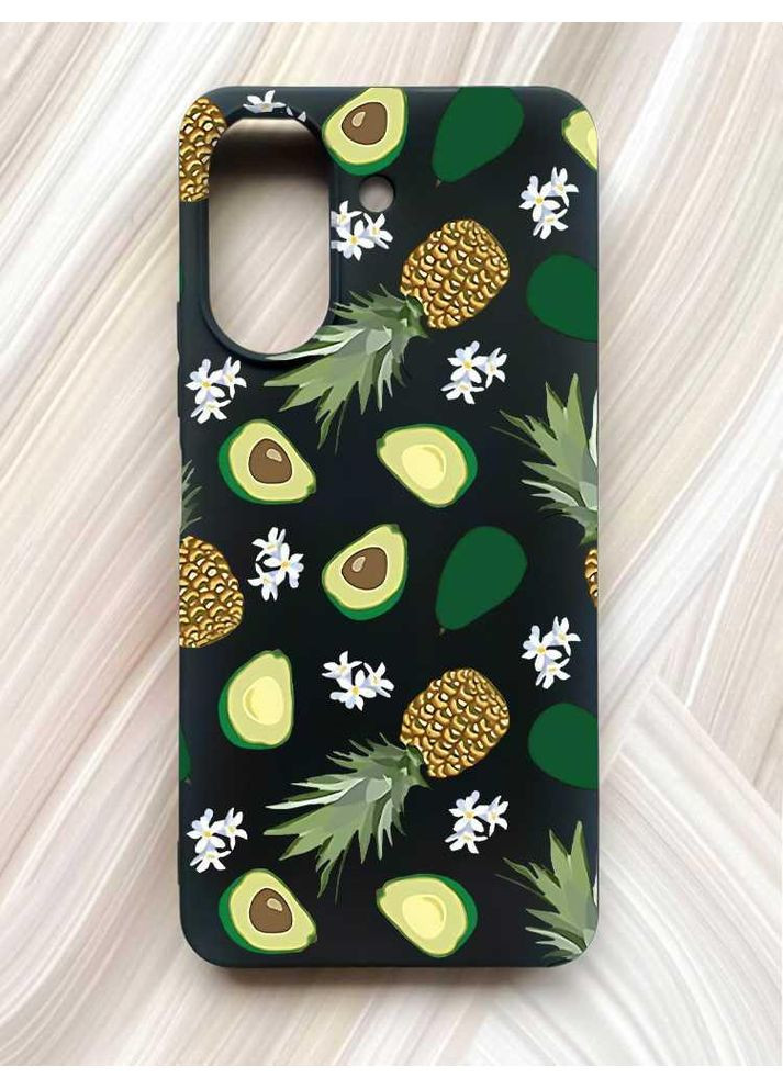 Матовий чорний чохол на Xiaomi Redmi 13C / Poco C65 Авокадо і ананас (принт 304) Creative (355408696)