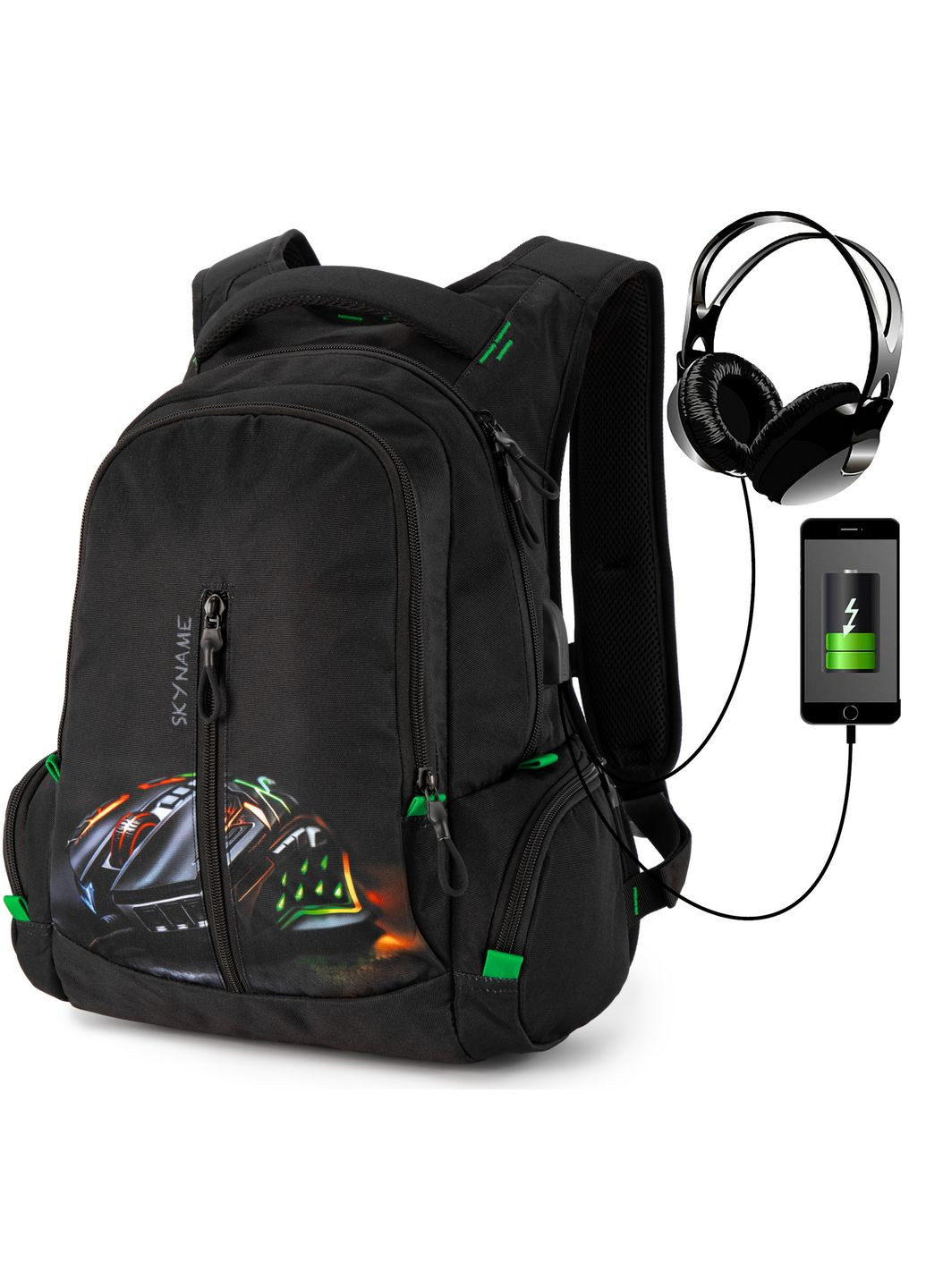 Подростковый рюкзак с ортопедической спинкой с usb портом для парней для студентов (91-19) Winner (293504209)