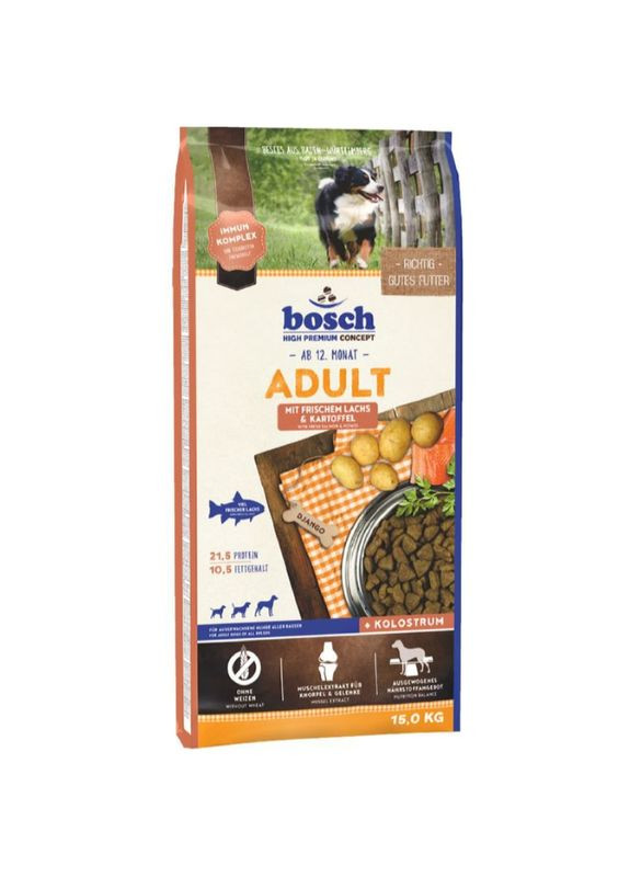 Сухой корм для взрослых собак Adult Salmon & Potato 15 кг (4015598013314) Bosch (287328001)