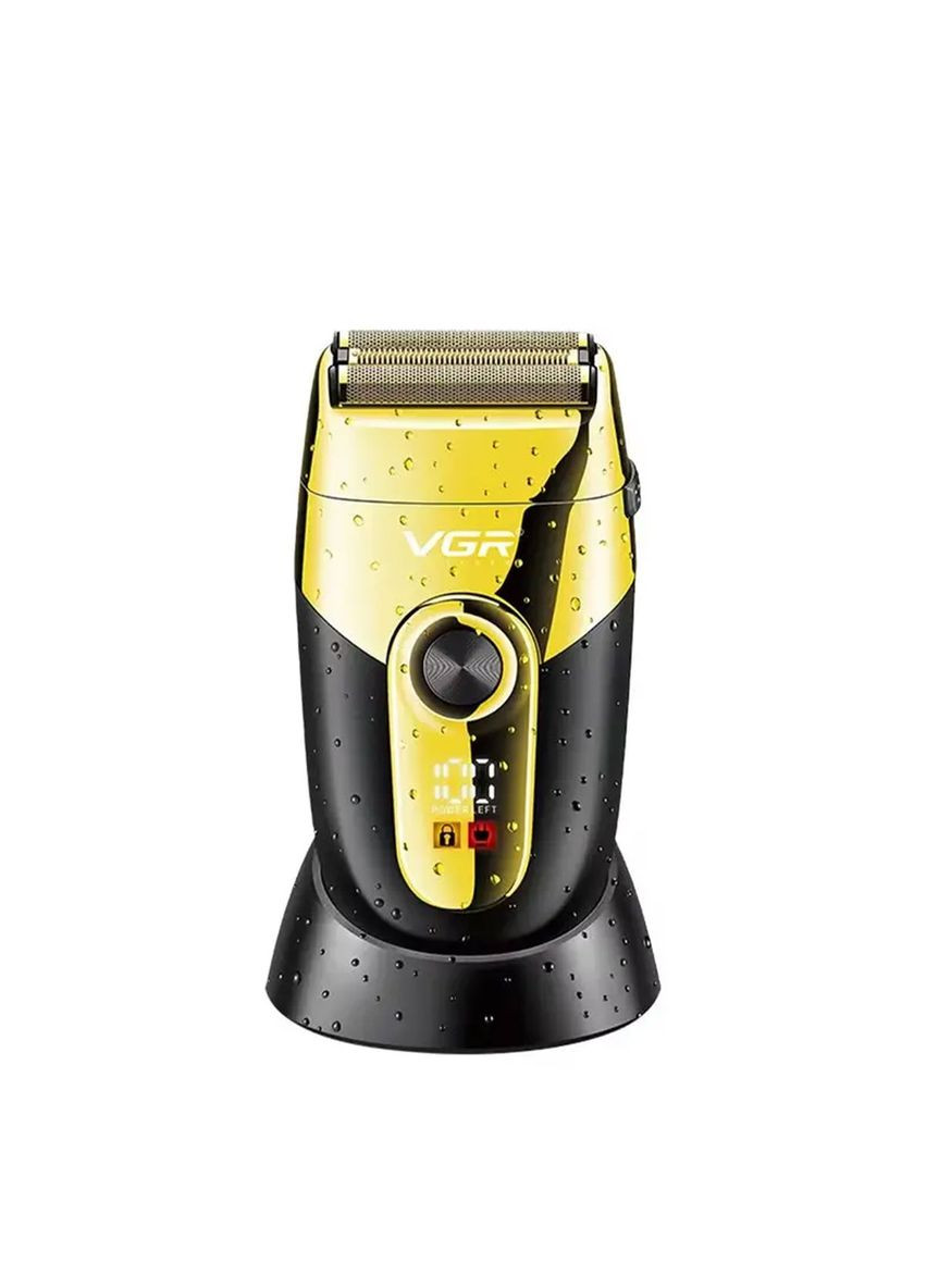 Электробритва-шейвер V-383 беспроводная водонепроницаемая с подставкой, золото. VGR (317429462)