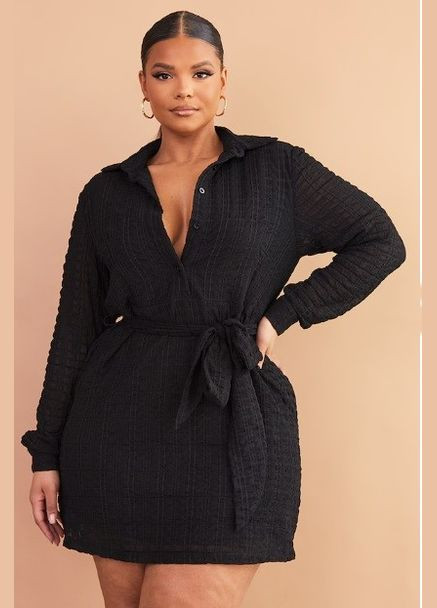 Черное повседневный, кэжуал платье рубашка PrettyLittleThing однотонное