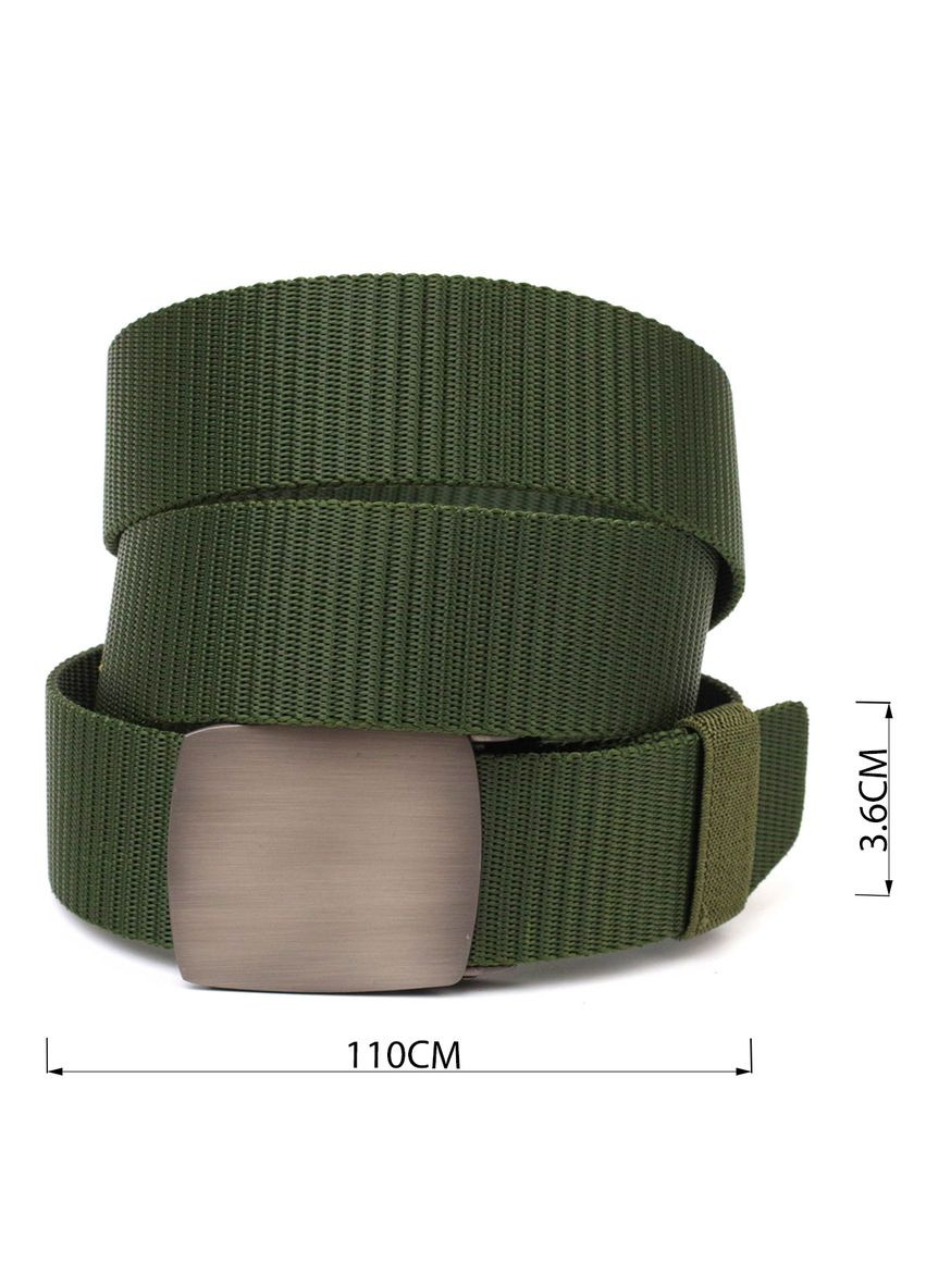 Крепкий мужской ремень с металлической пряжкой из текстиля зеленый 20595 Vintage (329197925)