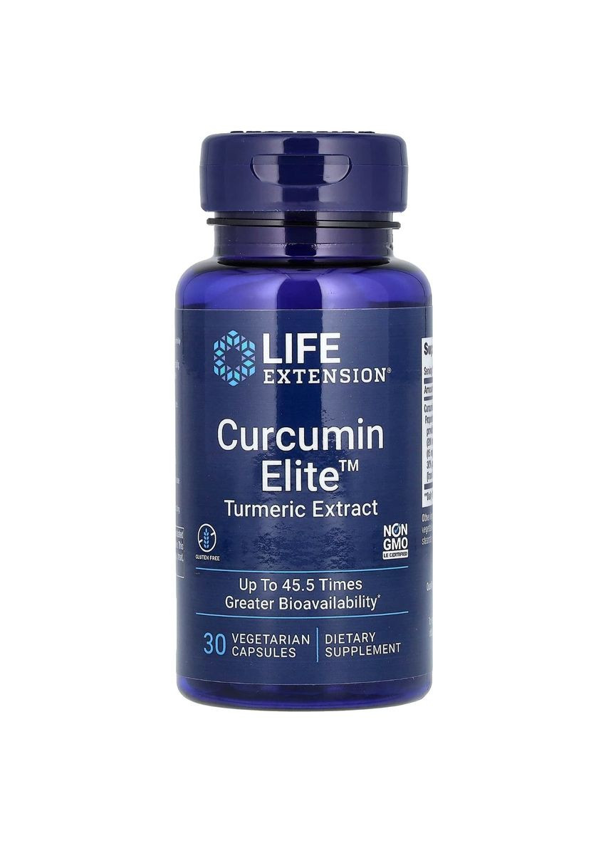 Екстракт куркуми, Curcumin Elite,, 30 рослинних капсул Life Extension (326054564)