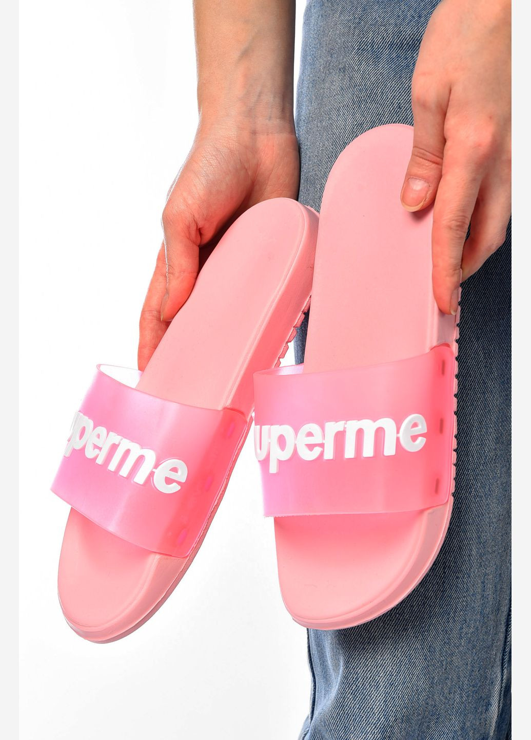 Розовые шлепки женские розового цвета Let's Shop