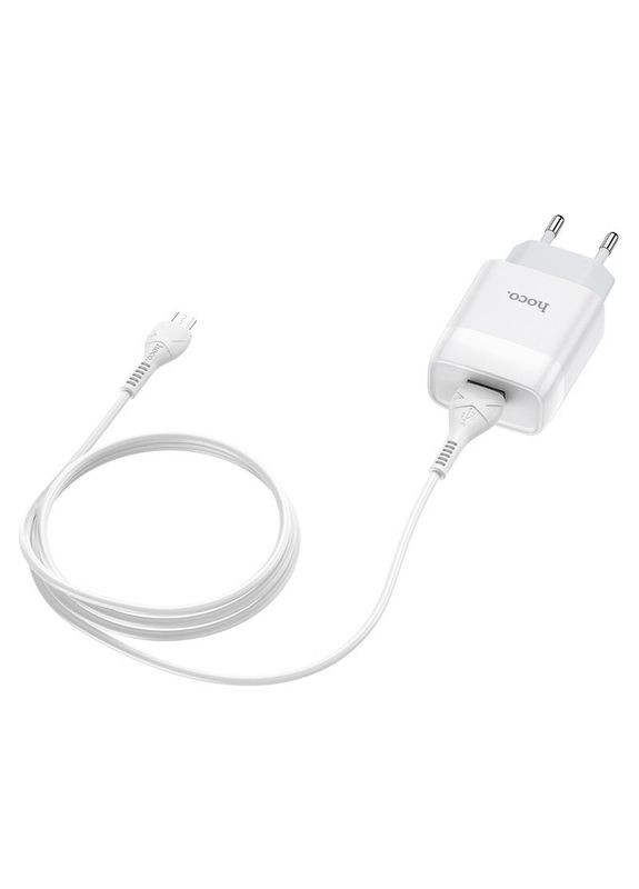 Зарядний пристрій C72A Glorious (1USB, 2.1А) White (6931474713001) + кабель MicroUSB Hoco (341491054)