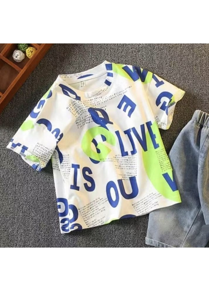 Біла демісезонна дитяча футболка для хлопчика, біла, на 3,4,5,6,7 років Kids