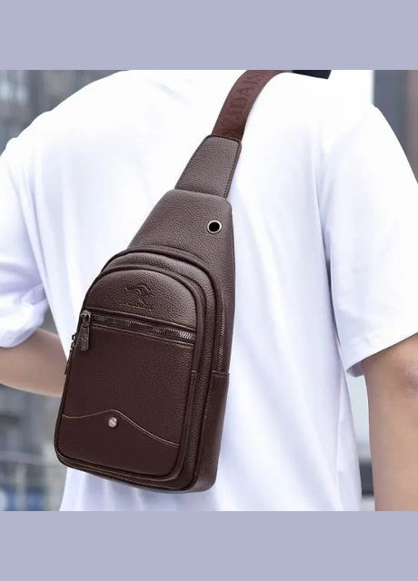 Чоловіча нагрудна сумка Коричневий (889ДКк) No Brand бананка (341085579)