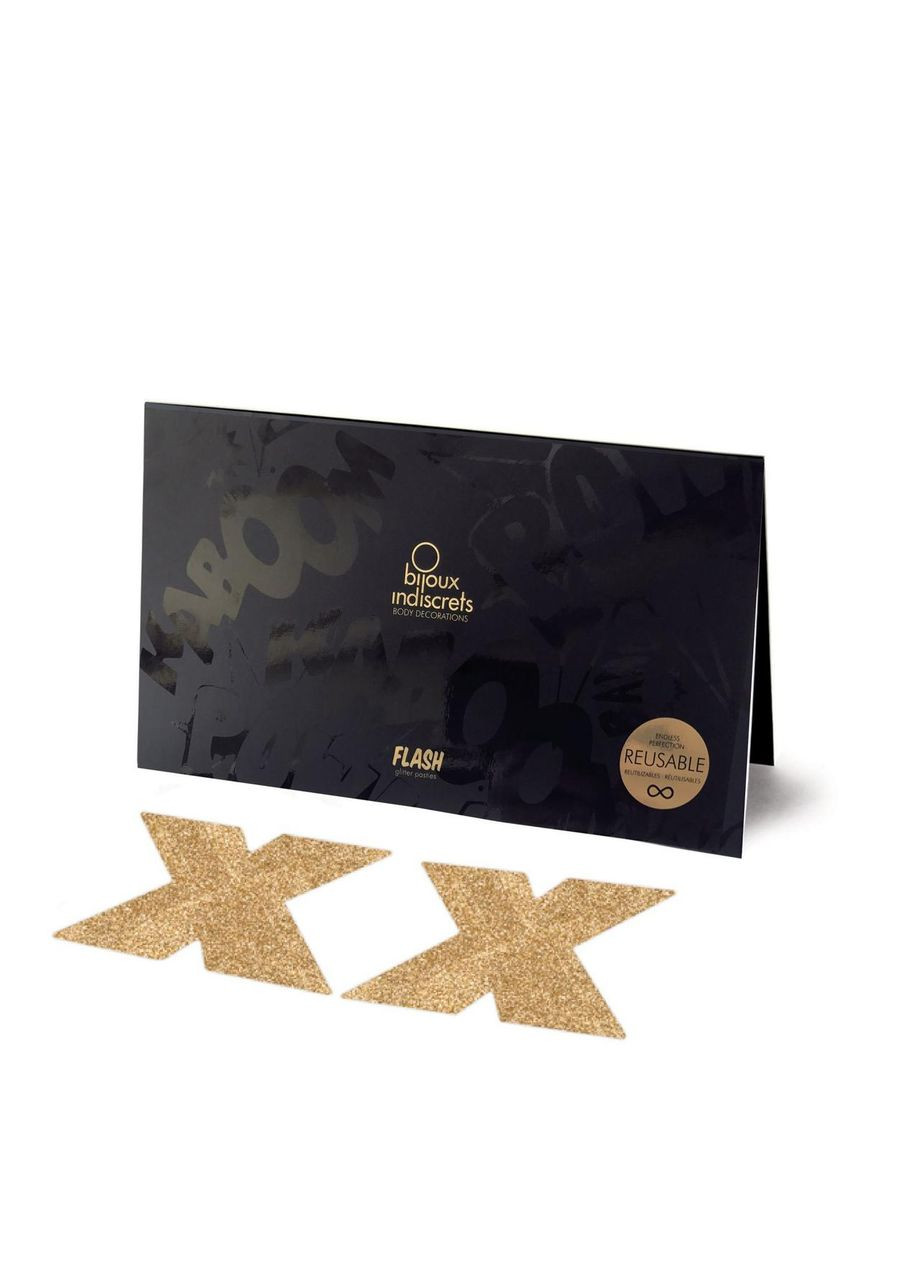 Золотий пестіс - стикини bijoux indiscrets - flash cross gold, наклейки на соски No Brand