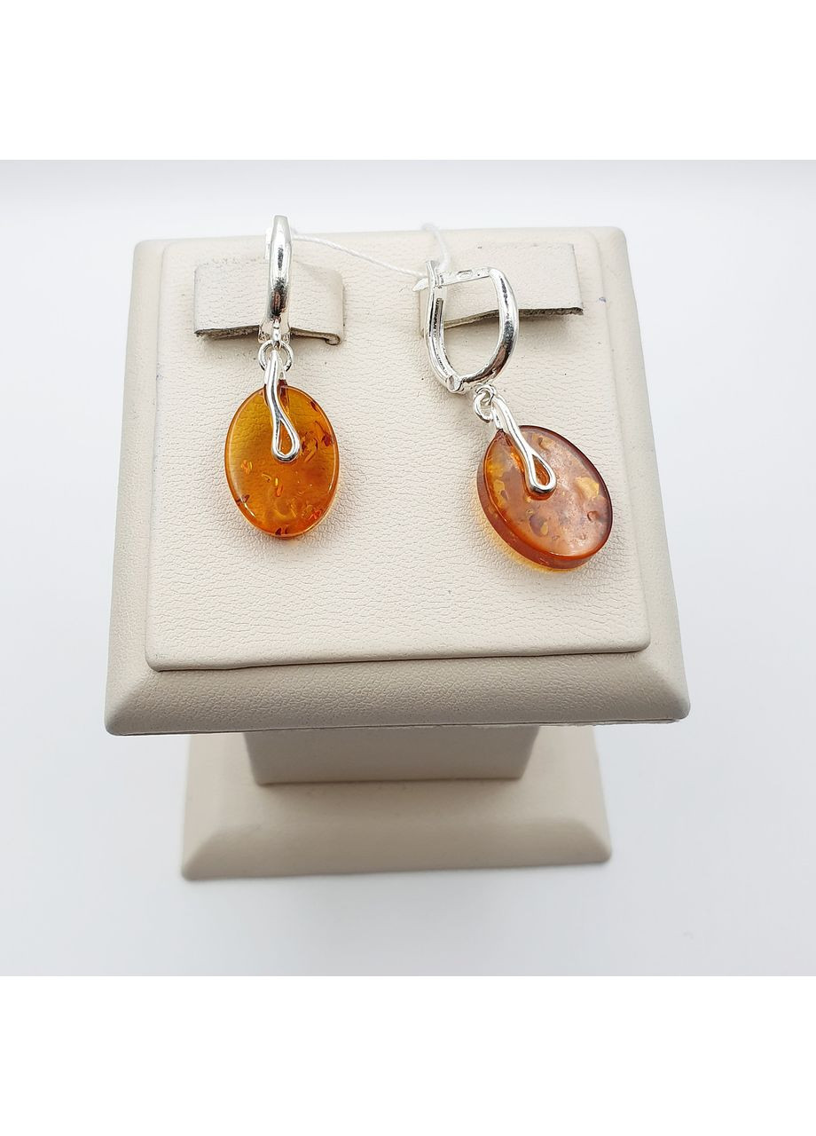 Сережки срібні з бурштином 3,43 г No Brand (369736643)