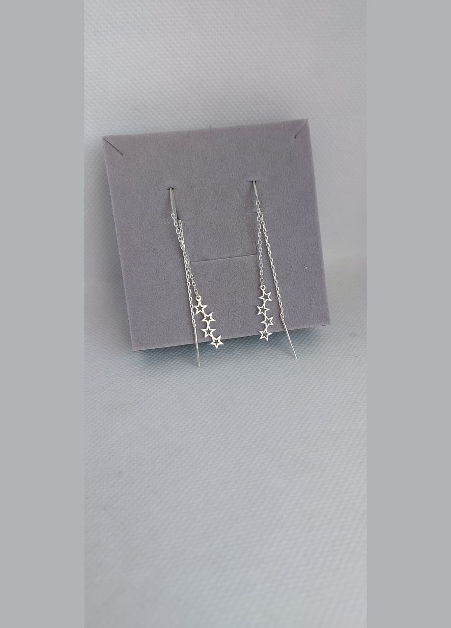 Сережки протяжки срібло 925 проби 4 зірки No Brand (329194846)