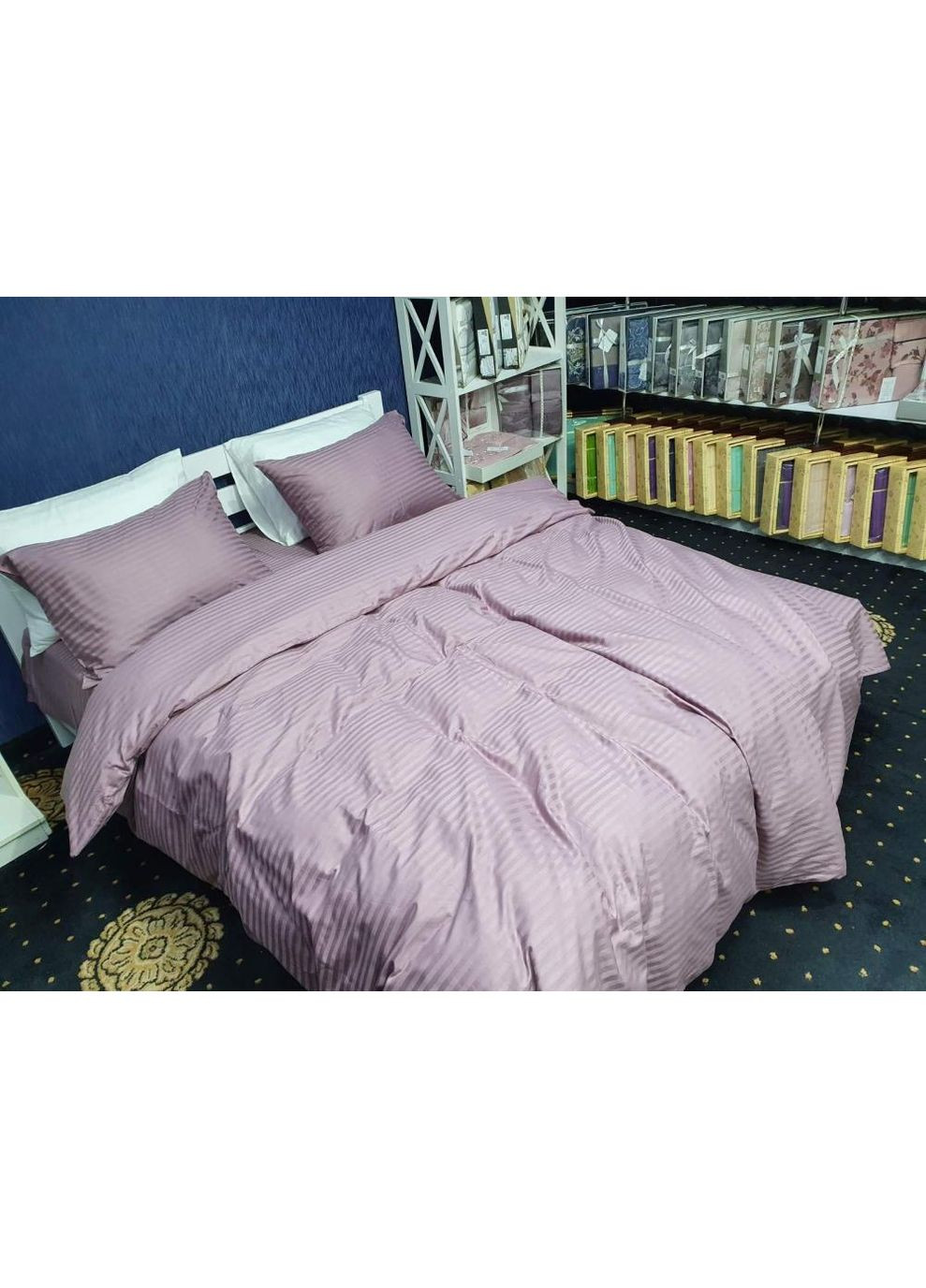Постельное белье LIGHT PLUM, сатин страйп LUX Двуспальный размер, наволочки 50/70 No Brand (364213281)