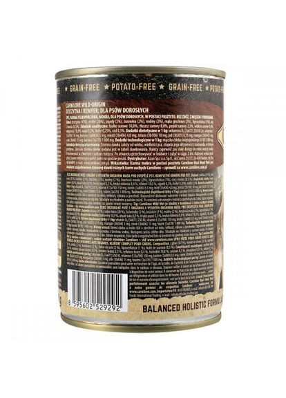 Вологий корм Venison & Reindeer для собак, м'ясо північного оленя, 400 г Carnilove (322875164)