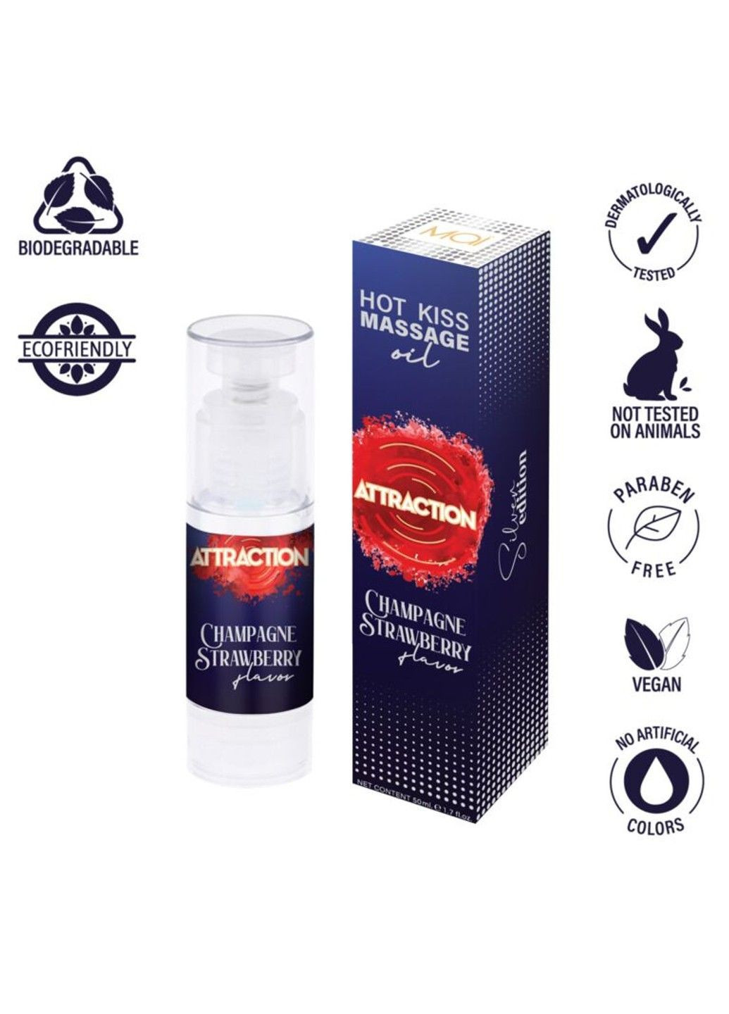 Массажное масло съедобное Attraction Клубника 50 мл MAI (317256215)