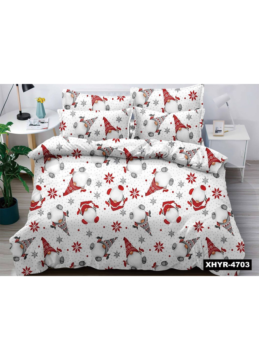 Байкова (фланелева) постільна білизна полуторна "Гноми" No Brand (361665227)