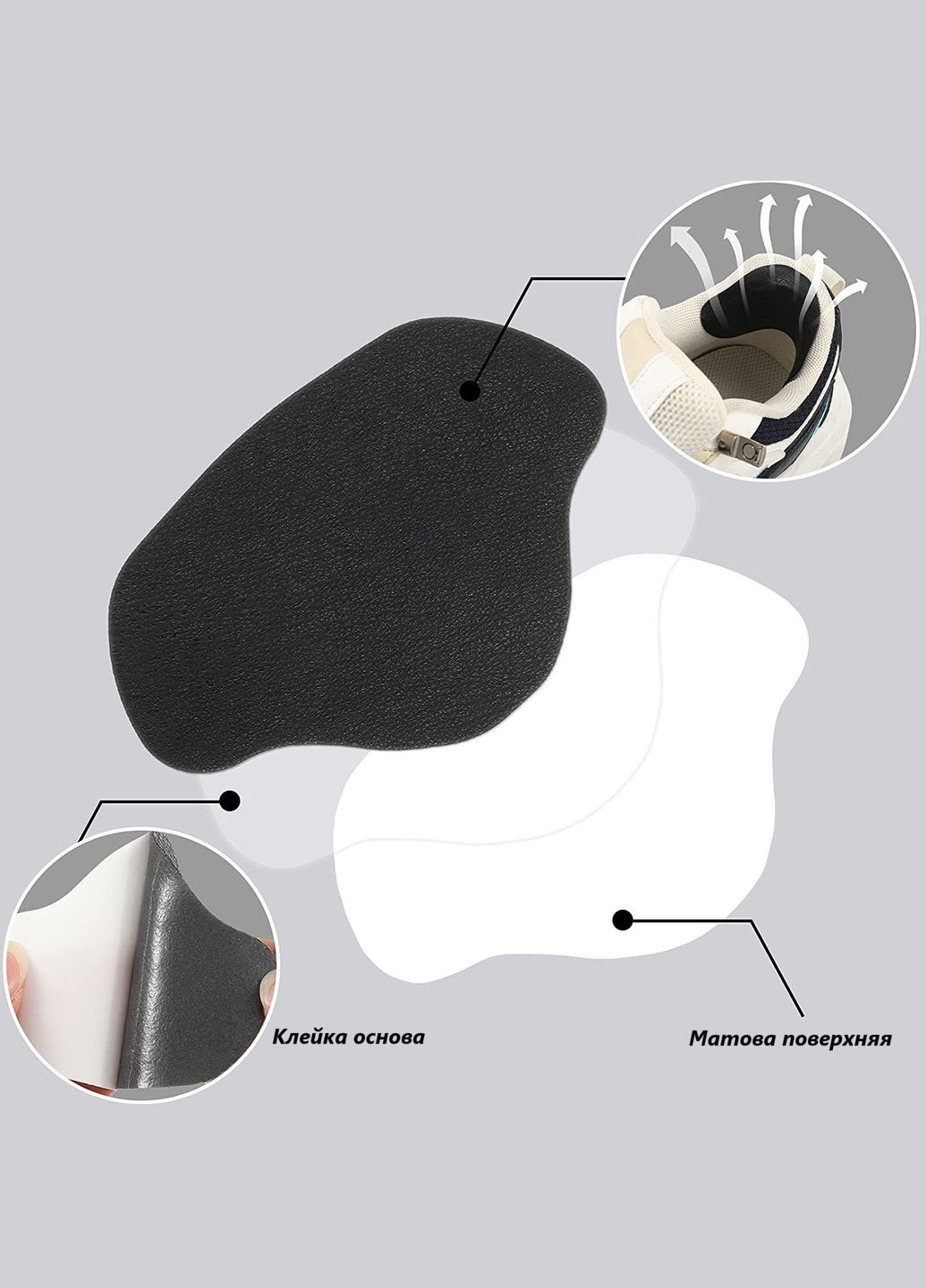 Наклейка на протертий задник у взуття або для реставрації задника взуття чорного кольору No Brand (308359368)