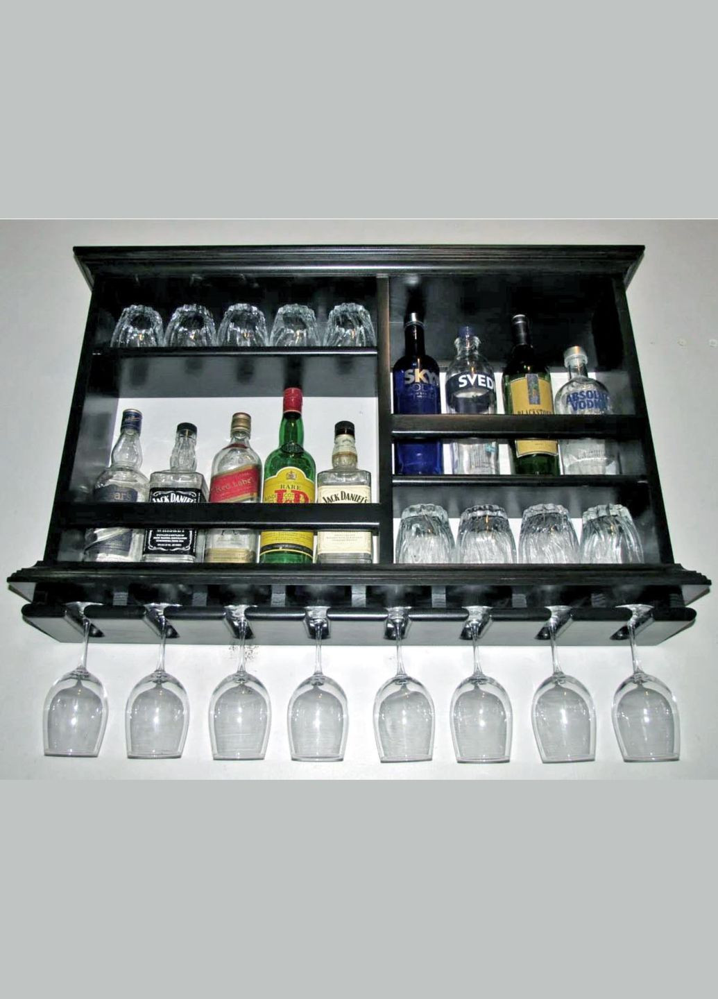 Настінна винна полиця з дерева Сітара венге (ПНК-008912) No Brand (327424270)