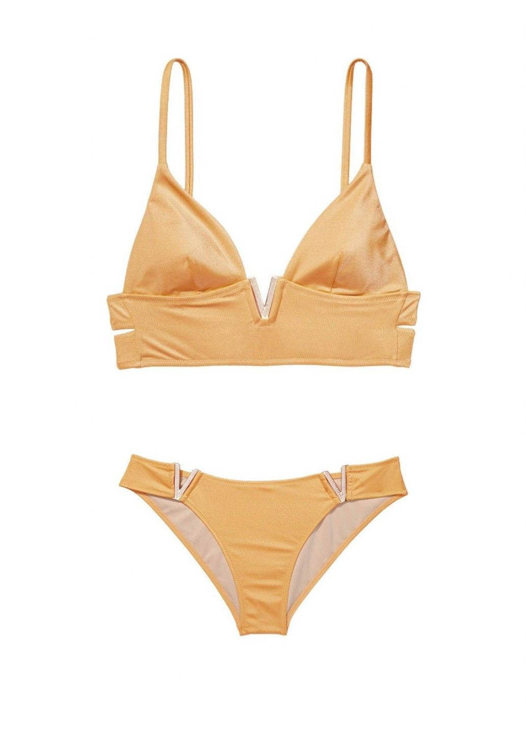 Желтый раздельный купальник victoria’s secret v-hardware bralette bikini top & brazilian bottom раздельный Victoria's Secret