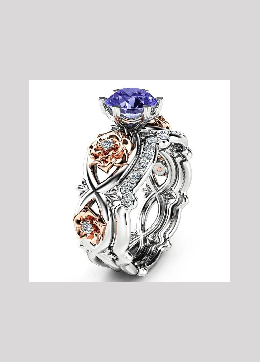 Женские парные кольца парные обручальные кольца 2 шт. набор Серебряная Звезда фиолетовый кам р. 18 Fashion Jewelry (285814478)