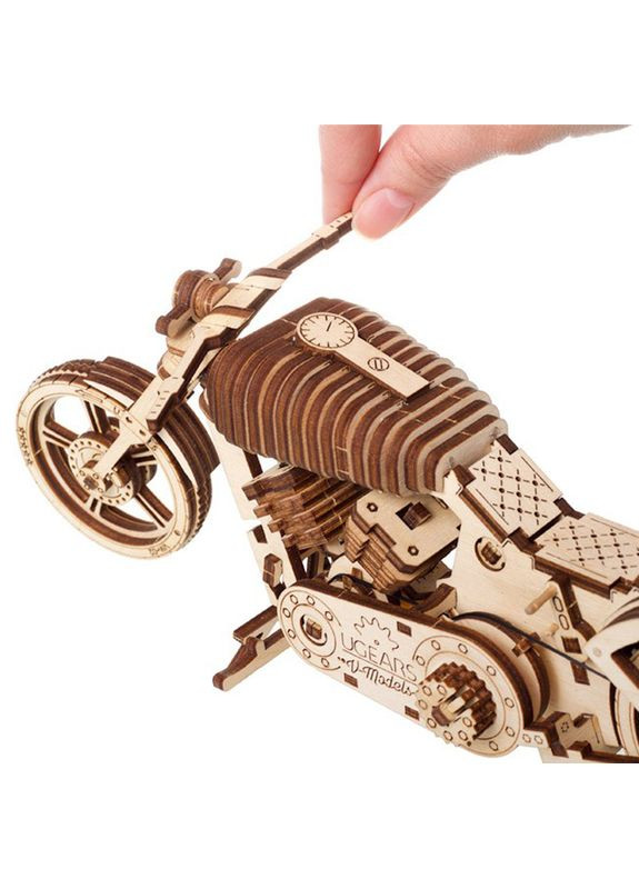 Дерев'яний механічний 3D конструктор Байк (70051) UGEARS (339781915)